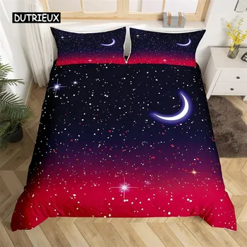 Комплект постельного белья Starry Sky из микрофибры с космическим принтом, пододеяльник для подростков и мальчиков, комплект постельного белья 3D Starry Sky Series EU single(135x200cm)