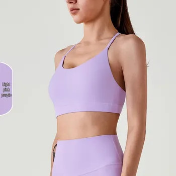 European & American Halterneck Triangle Yoga Bra: Gathered Sports Vest for Women S (40-50 kg)