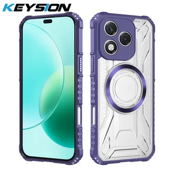 KEYSION Transparent Magnetic Case for Honor 400 Pro 5G Silicone+PC Heavy Duty Shockproof Phone Cover for Huawei Honor 400 Lite for Honor 400 чёрный