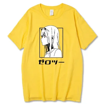 Футболка с японским аниме «Darling In The Franxx» унисекс Kawaii футболка с рисунком «Zero Two» Harajuku топы унисекс Unisexga футболки с рисунком мужской унисекс L
