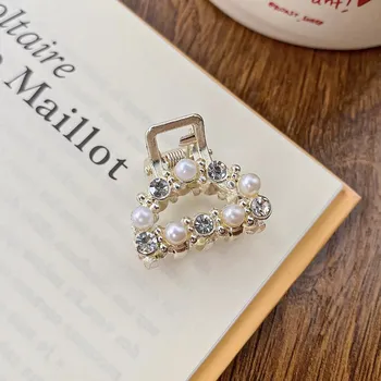 Маленькая заколка для волос Pearl Rhinaute, женская сетчатая заколка для знаменитостей, нежный высокий зажим для хвоста, корейская расширенная заколка для волос с боковым разрезом, головной убор