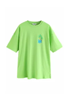 Базовая футболка RELAXED FIT SHORT SLEEVE SEAM DETAIL SKATER STYLE Next, зеленый