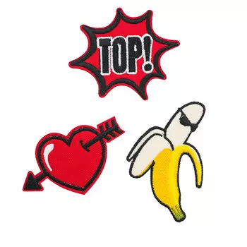 3579256 Набор термоаппликаций 3шт банан/TOP/сердце АУ