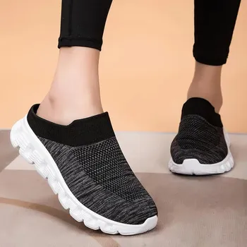 Мужские туфли Slip-On, новые легкие, удобные, повседневные туфли для ходьбы, дышащие тапочки, унисекс, мужские и женские мокасины, шлепанцы 35