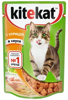 Kitekat влажный корм для кошек, c курицей в соусе (85 г)