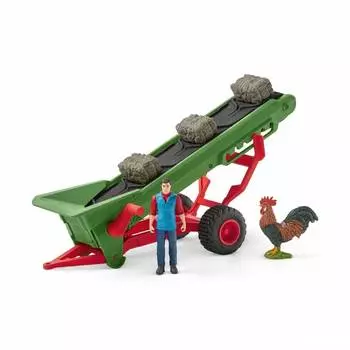 Schleich Игровой набор Фермер и прицеп-конвейер для сена