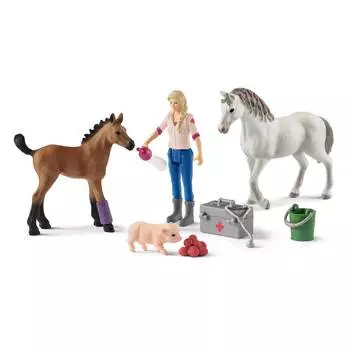 Schleich Набор "Кобыла и жеребенок у врача"