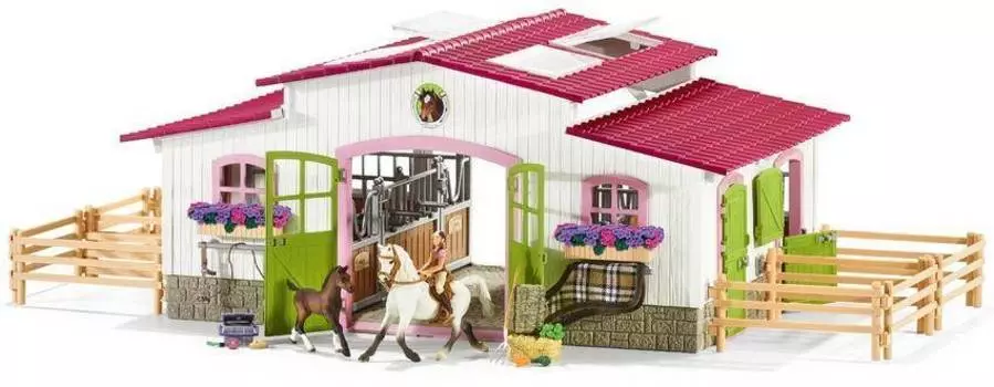 SCHLEICH "Конюшня - Центр верховой езды с лошадьми и аксессуарами" - набор фигурок с домом
