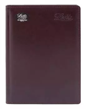 Ежедневник Letts GLOBAL DE-LUXE A5 недатир. натур. кожа белые страницы позолоч. срез бургунди