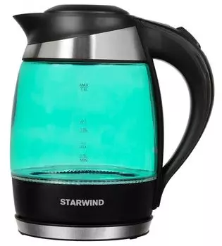 Чайник электрический Starwind SKG2219 1.8л. 2200Вт бирюзовый/черный (корпус: стекло)