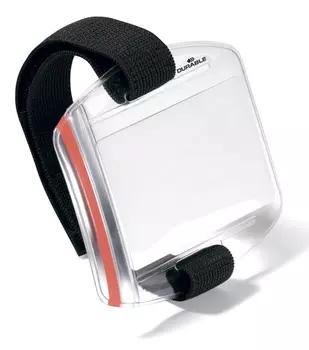 Держатель для пропуска Durable 8414-19 Outdoor Secure 54х85мм 7-18см вертикальный лента эластичная прозрачный (упак.:10шт)