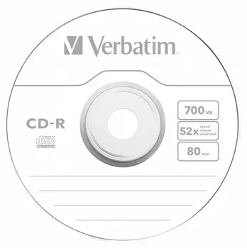 Диск CD-R Verbatim 700Mb 52x Slim case (1шт) (43347)