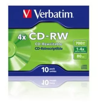 Диск CD-RW Verbatim 700Mb 4x Jewel case (10шт) (43123)