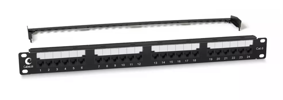 Cabeus PL2-24-Cat.6-Dual IDC Патч-панель 19" (1U), 24 порта RJ-45, категория 6, Dual IDC, с задним кабельным организатором, new (PL2-24-Cat.6-Dual)
