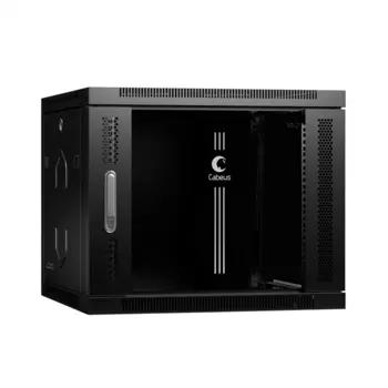 Cabeus SH-05F-9U60/35-BK Шкаф телекоммуникационный настенный 19" 9U 600x350x501mm (ШхГхВ) дверь стекло, цвет черный (RAL 9004) (SH-05F-9U60/35-BK)
