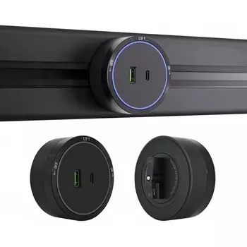 Трековая розетка USB+Type-C с подсветкой Arte Milano Am-track-sockets 380066TS LED/USB-Type-C Black