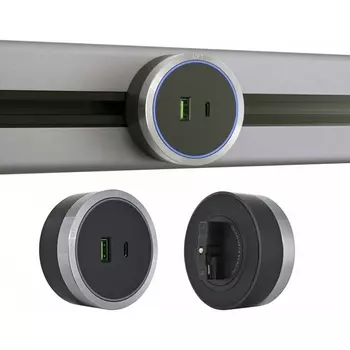 Трековая розетка USB+Type-C с подсветкой Arte Milano Am-track-sockets 380066TS LED/USB-Type-C Grey