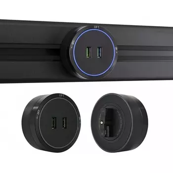 Трековая розетка USBx2 с подсветкой Arte Milano Am-track-sockets 380066TS LED/USBx2 Black