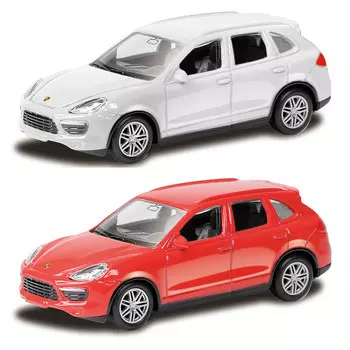Машина металлическая Porsche Cayenne Turbo 1:64, 2 цвета - белый и красный