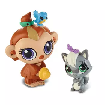 Littlest Pet Shop. Набор - Мартышка и малыш-енот, серия Стильные питомцы