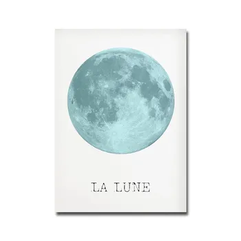 Плакат с фазой полной луны LA LUNE Nordic Art Print Minimal Illustration Картина на холсте Modern Wall Picture Спальня Scandi Decor 21x30cm No Framed