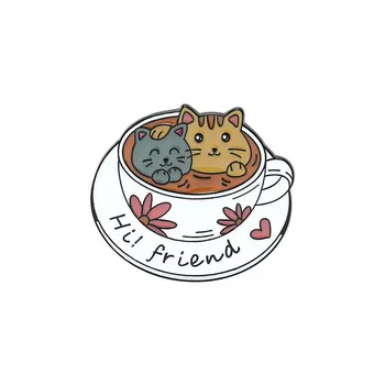 Кошка Кофейная булавка ювелирная брошь рюкзак водяная баня ювелирные изделия сплав брошь