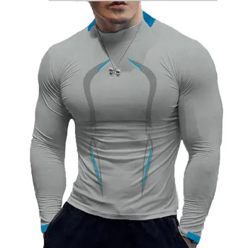 Summer Men s Fitness Training Breathable Quick Drying Clothes Men s Sports Fashion Long Sleeved T-shirt XXXXXL белый