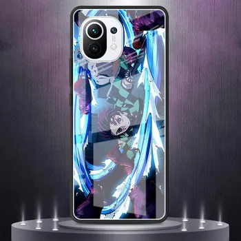 Стеклянный чехол для Xiaomi Mi Poco X3 NFC M3 11T Pro 10T Note 10 Lite 9T F3 11i Роскошный закаленный задний чехол для телефона аниме Demon Slayer Mi 11