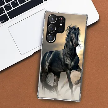 Чехол для телефона Animal Black Horse для Samsung Galaxy S24 S23 S22 Ultra S21 S20 Fe S10 Plus S10E S9 S8 + Shell Coque Samsung S24 Ultra