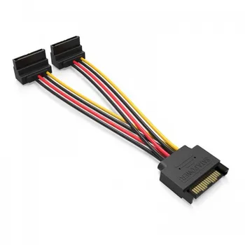Кабель-разветвитель питания SATA 15-pin(M)-2xSATA 15-pin(F) Vention, 15 см, прямой/угловой (KDBBB)