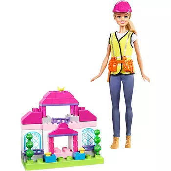 Кукла Mattel "Barbie: Строитель", 29 см, в комплекте конструктор (FCP76)