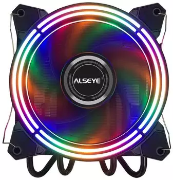 Кулер для процессора Alseye H120T для Socket/115x/1200/AM2/AM2+/AM3/AM3+/FM1/AM4/FM2/FM2+, 120 мм, 2000rpm, 35.5 дБА, 125 Вт, 4-pin PWM, Al+Cu, RGB