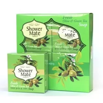 Мыло косметическое SHOWER MATE FRESH OLIVE &amp; GREEN TEA SOAP (Количество 1 шт)