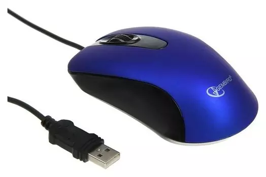 Мышь Gembird Mop-400, проводная, оптическая, бесшумная, 1000 Dpi, Usb, чёрно-синяя