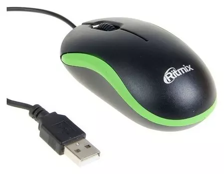 Мышь Ritmix Rom-111, проводная, оптическая, 800 Dpi, Usb, зелёная