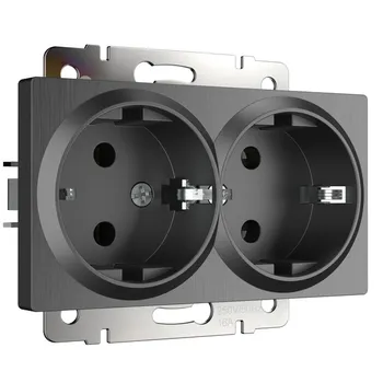 Розетка двойная с заземлением (графит рифленый) Werkel W1172004 (a050745)