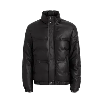 Куртка Aim Leon Dore Leather Down Puffer 'Jet Black', черный