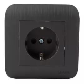 розетка 1-ая с/з венге с рифленой рамкой, 250в 16а luxar deco 10.025.02