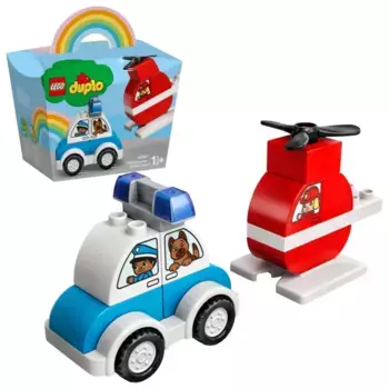 LEGO DUPLO Конструктор "Пожарный вертолет и полицейский автомобиль"
