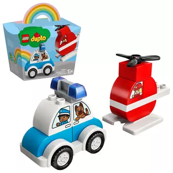 LEGO DUPLO Конструктор "Пожарный вертолет и полицейский автомобиль"