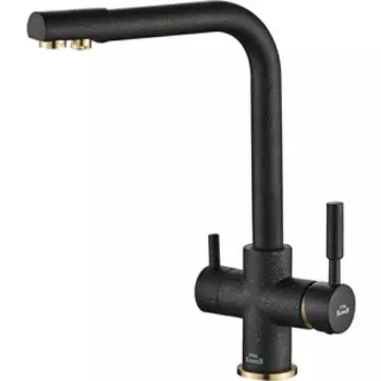 Смеситель для кухни ZorG Steel Hammer SH 552 BLACK BR с подключением фильтра, черный металл/бронза