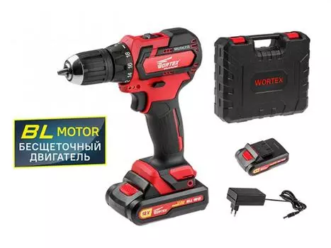Аккум. дрель-шуруповерт WORTEX BD 1815 DLi в чем. (18.0 В, 2 акк., 1.5 А/ч Li-Ion, БЕСЩЁТ., 2 скор., 40 Нм, шурупы до 8 мм) (BLD1815DLi00029)