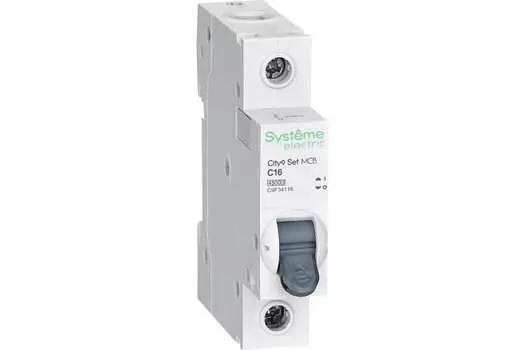 Выключатель автоматический Systeme Electric C9F34116 City9 Set однополюсный (1P/1П) 16А C 4.5кА (C9F34116)