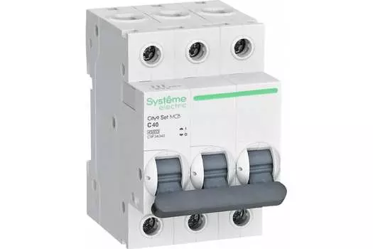 Выключатель автоматический Systeme Electric C9F34340 City9 Set трехполюсный (3P/3П) 40А C 4.5кА (C9F34340)