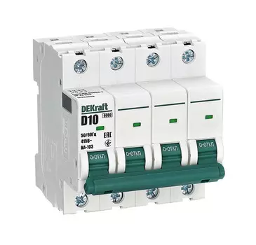 Выключатель автоматический Systeme Electric ВА-103 DEKraft четырехполюсный (4P/4П) 10А D 6 kA (12383DEK)