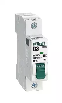 Выключатель автоматический Systeme Electric ВА-103 DEKraft однополюсный (1P/1П) 3А C 6 kA (12266DEK)