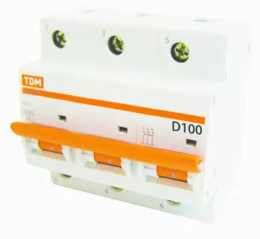 Выключатель автоматический TDM ВА47-100 трехполюсный (3P/3П) 80А C 10кА (00000181939)