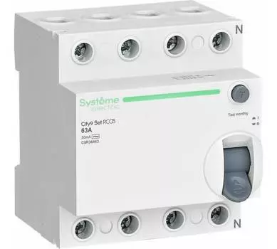 Выключатель дифференциальный (УЗО) C9R36463, 4P, 63А, 30мА, тип AC, Systeme Electric (C9R36463)