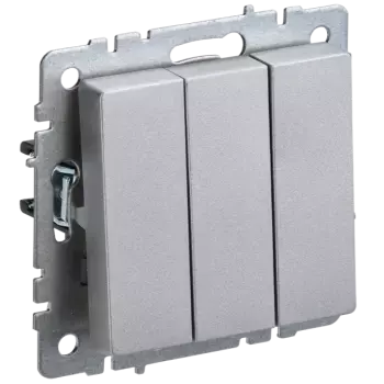 Выключатель IEK Brite ВС10-3-0-БрА, 3кл., скрытый монтаж, механизм с накладкой без рамки, алюминий (BR-V30-0-10-K47)