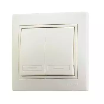 Выключатель LEZARD Mira, 2кл., скрытый монтаж, в сборе, кремовый (701-0303-101)